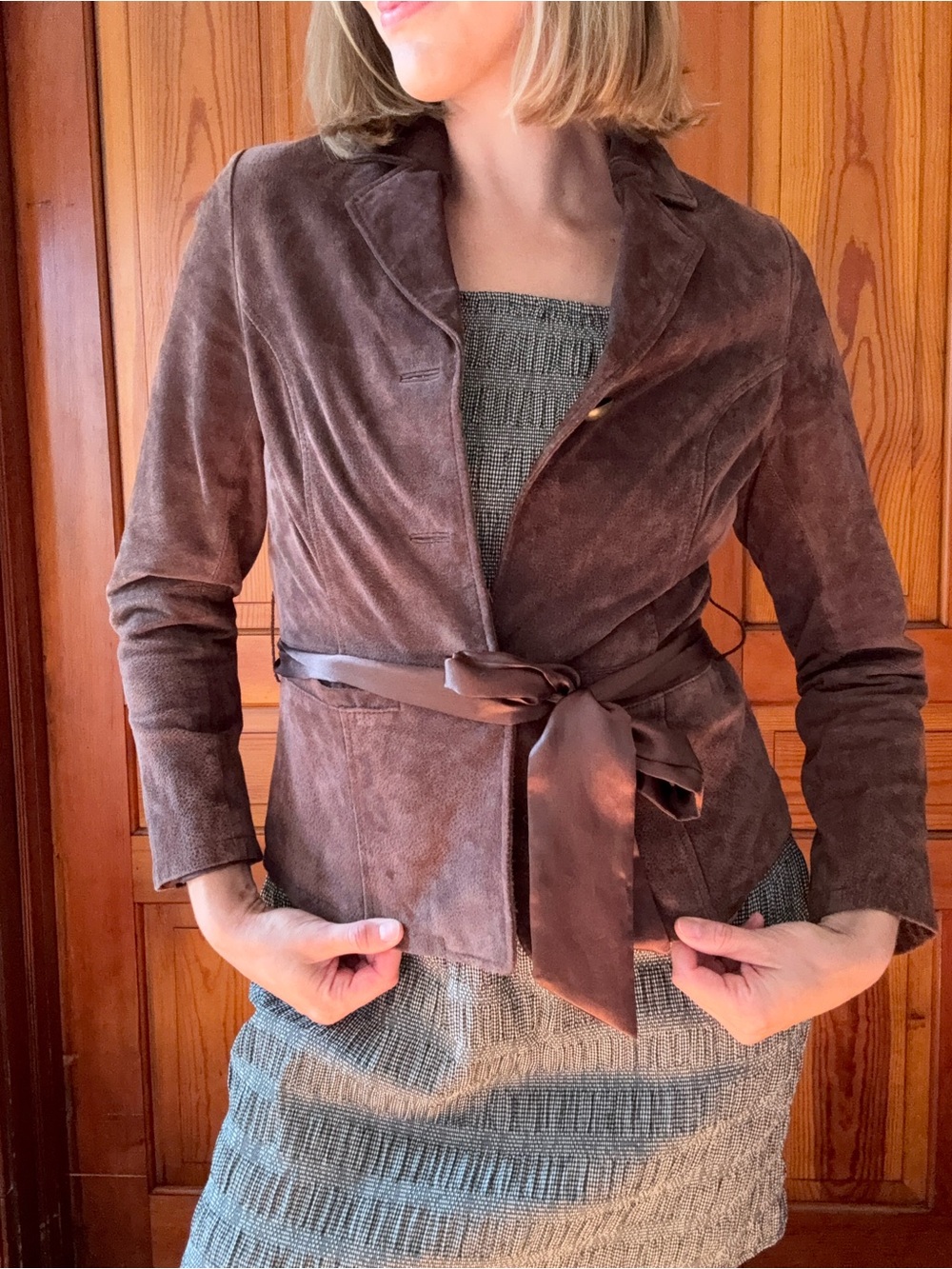 Brown Suede Tie-Waist Jacket - Women